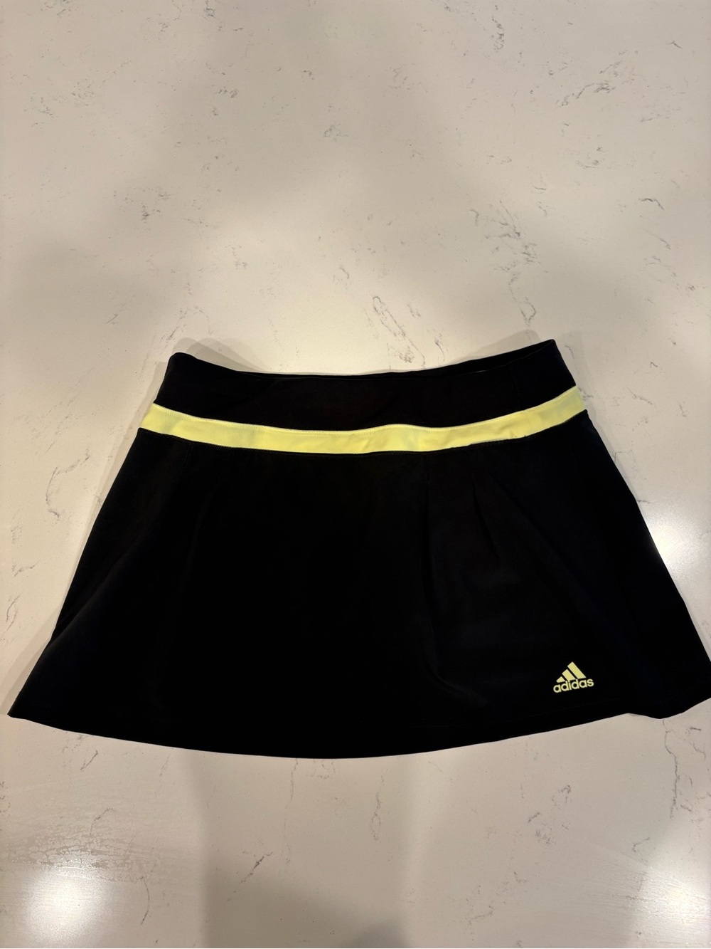 adidas Women's Black Tennis Skort with Yellow Accent- Size S
